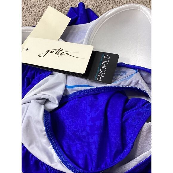 New. GOTTEX blue snakeskin ruffle swimsuit. Retails $138. Size 12 - Picture 9 of 10